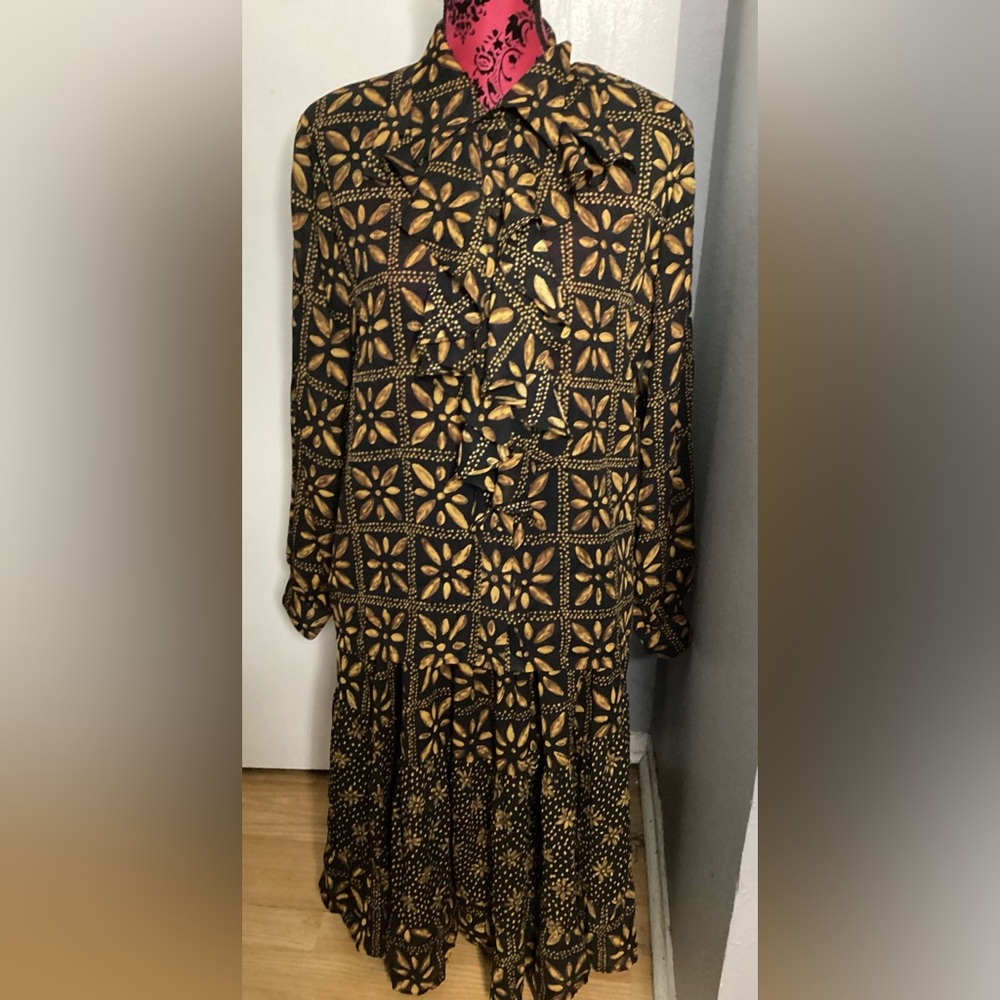 Vintage Geometric Floral Long Sleeve Skirt Set 12